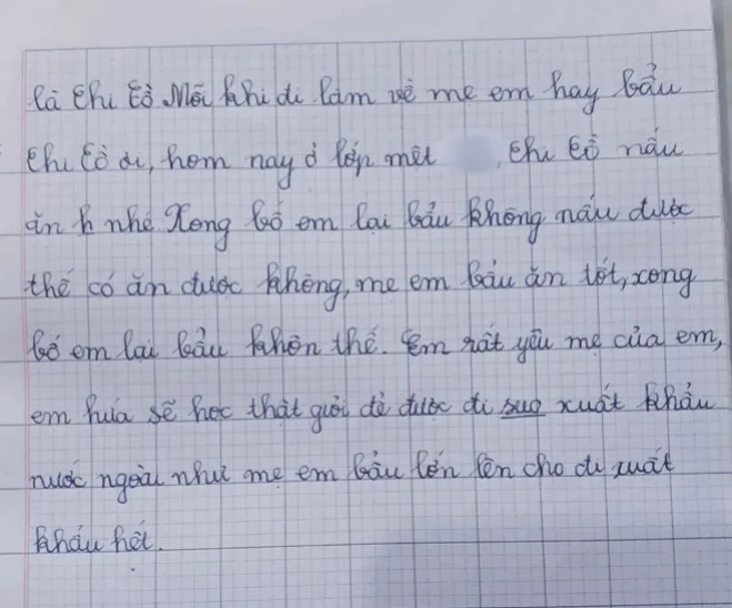 Viết văn kể về người mẹ giáo viên hay “làm nũng” với bố, bé học sinh khiến mẹ đỏ mặt - 2