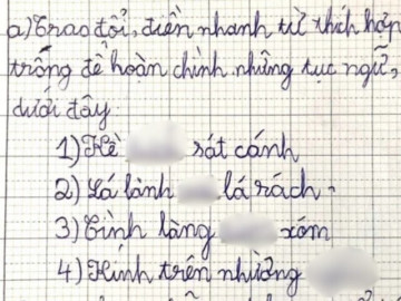 Cô giáo yêu cầu điền thành ngữ "lá lành..., tình làng...", loạt đáp án học sinh đưa ra khiến phụ huynh đỏ mặt