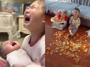 1001 "kiếp nạn" của các mầm non khi được bố mẹ giao nhiệm vụ ở nhà chăm em, vừa thương vừa buồn cười