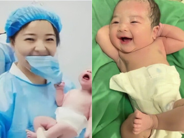 Bé sơ sinh khiến y tá đỡ đẻ cười xỉu trong phòng mổ, vừa chào đời thần thái đã chuẩn soái ca tương lai