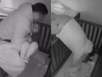 Yêu con - Camera ghi lại cảnh ông nội bế cháu đi ngủ lúc nửa đêm, người mẹ xem được tức tốc tung ngay lên mạng