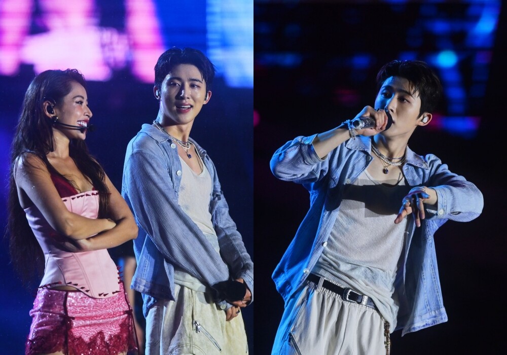 Lần thứ 3 đến Việt Nam, rapper B.I có màn kết hợp với Chi Pu tạo ra hiệu ứng bùng nổ. Dù trời mưa nhưng anh vẫn cống hiến hết mình cho đêm nhạc.