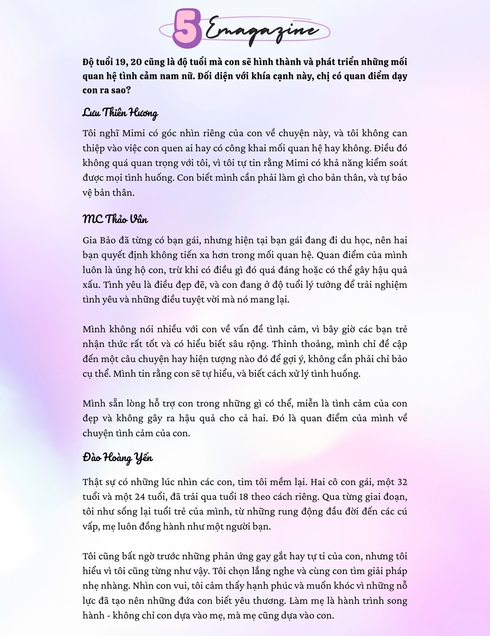 9 MẸ 10 Ý: Lưu Thiên Hương, MC Thảo Vân, Đào Hoàng Yến tiết lộ loạt chuyện khóc dở mếu dở “Khi con 19” - 20