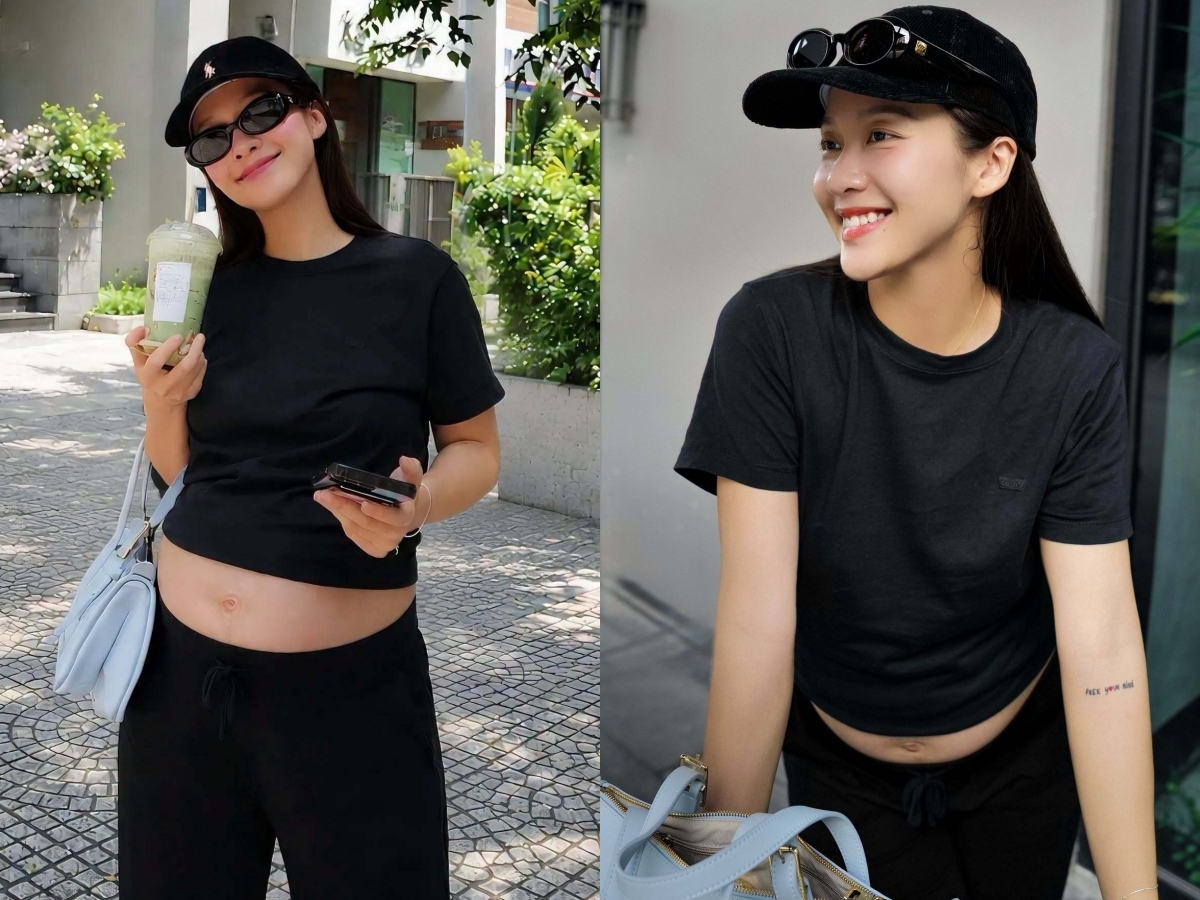 Tối 1/10, Khả Ngân lần đầu xác nhận mang thai con đầu lòng sau công khai tình cảm với Nhan Phúc Vinh. Trong loạt ảnh dạo phố, cô diện trang phục phong cách năng động gồm quần ống suông phối áo thun oversize. Người đẹp sử dụng thêm các món phụ kiện túi xách, nón lưỡi trai, mắt kính. Hình ảnh năng động của diễn viên hút hàng chục nghìn lượt yêu thích kèm lời chúc mừng của bạn bè, đồng nghiệp, khán giả.