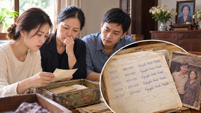 Dọn dẹp kỷ vật sau đám tang mẹ, ba chị em ngỡ ngàng khi phát hiện cuốn sổ ghi chép cẩn thận từng khoản tiền bà âm thầm gửi cho một người xa lạ suốt nhiều năm qua. 