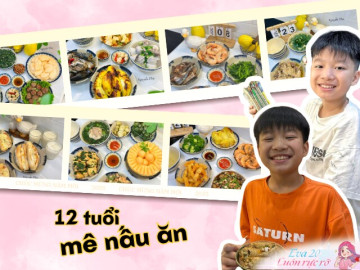 Mẹ 9X truyền lửa vào bếp cho con, hạnh phúc thấy con trai 12 tuổi nấu cơm chẳng kém gì bố mẹ