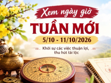 Xem ngày giờ tuần mới 5/10 - 11/10/2026 để khởi sự các việc thuận lợi, thu hút tài lộc