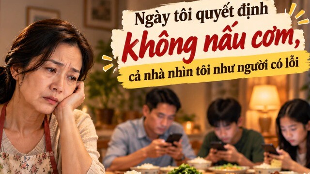 Mệt mỏi không nấu cơm, phản ứng của chồng con khiến tôi nín lặng