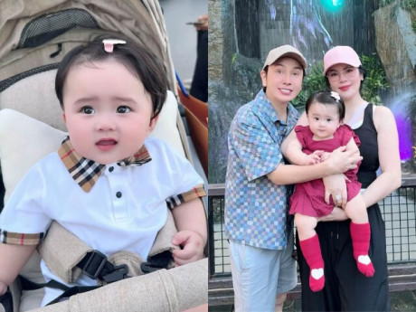 Con gái Phương Lê mới 1 tuổi đã điệu đà làm tóc đi chơi, sở hữu cặp má bánh bao đáng yêu hết nấc