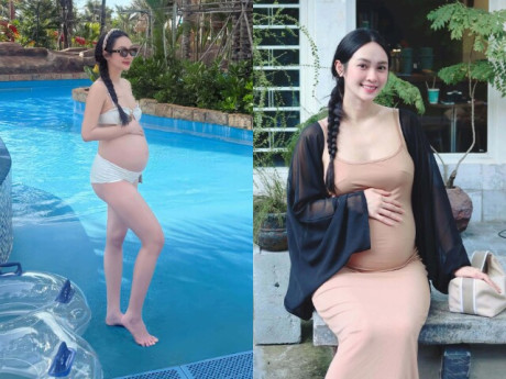 Vũ Thúy Quỳnh bầu vượt mặt vẫn mặc vừa bikini siêu nhỏ