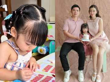 Con gái Đỗ Mỹ Linh gây sốt khi viết số 9 ngược