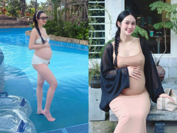 Thời trang - Vũ Thúy Quỳnh bầu vượt mặt vẫn mặc vừa bikini siêu nhỏ