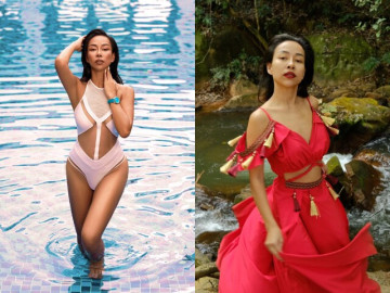 Mẹ đơn thân Vbiz diện áo tắm khoe dáng thắt đáy lưng ong quyến rũ, U40 đẹp vượt tuổi tác