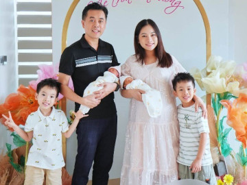 Giải trí - Vợ Dương Khắc Linh 2 tay chăm 2 ái nữ sinh đôi, loay hoay khi lần đầu tổ chức sinh nhật cho "vườn trẻ" 4 con