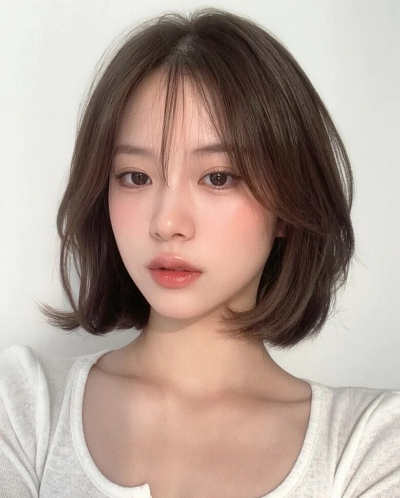 Nâu beige lạnh ghi điểm nhờ sắc độ trung tính, nhẹ nhàng và hiện đại. Khi kết hợp tóc lửng hoặc layer, gam màu này giúp tổng thể trẻ trung, thanh thoát hơn.
