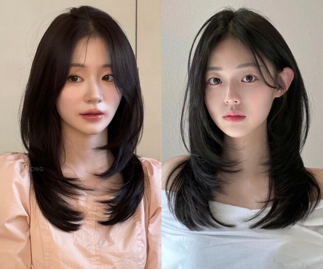 Tóc ngang vai layer được tỉa thành nhiều lớp tự nhiên, tạo độ bồng bềnh và chuyển động cho mái tóc. Kiểu tóc này mang đến vẻ ngoài hiện đại, trẻ trung.