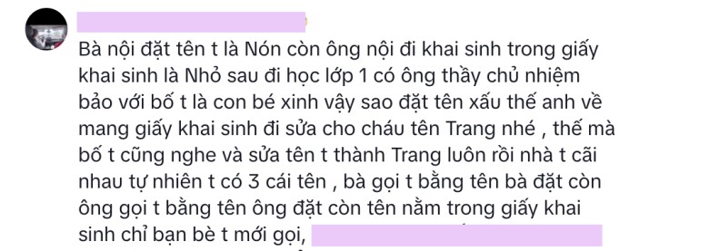 Chia sẻ thú vị của một cô gái về 3 cái tên của mình.