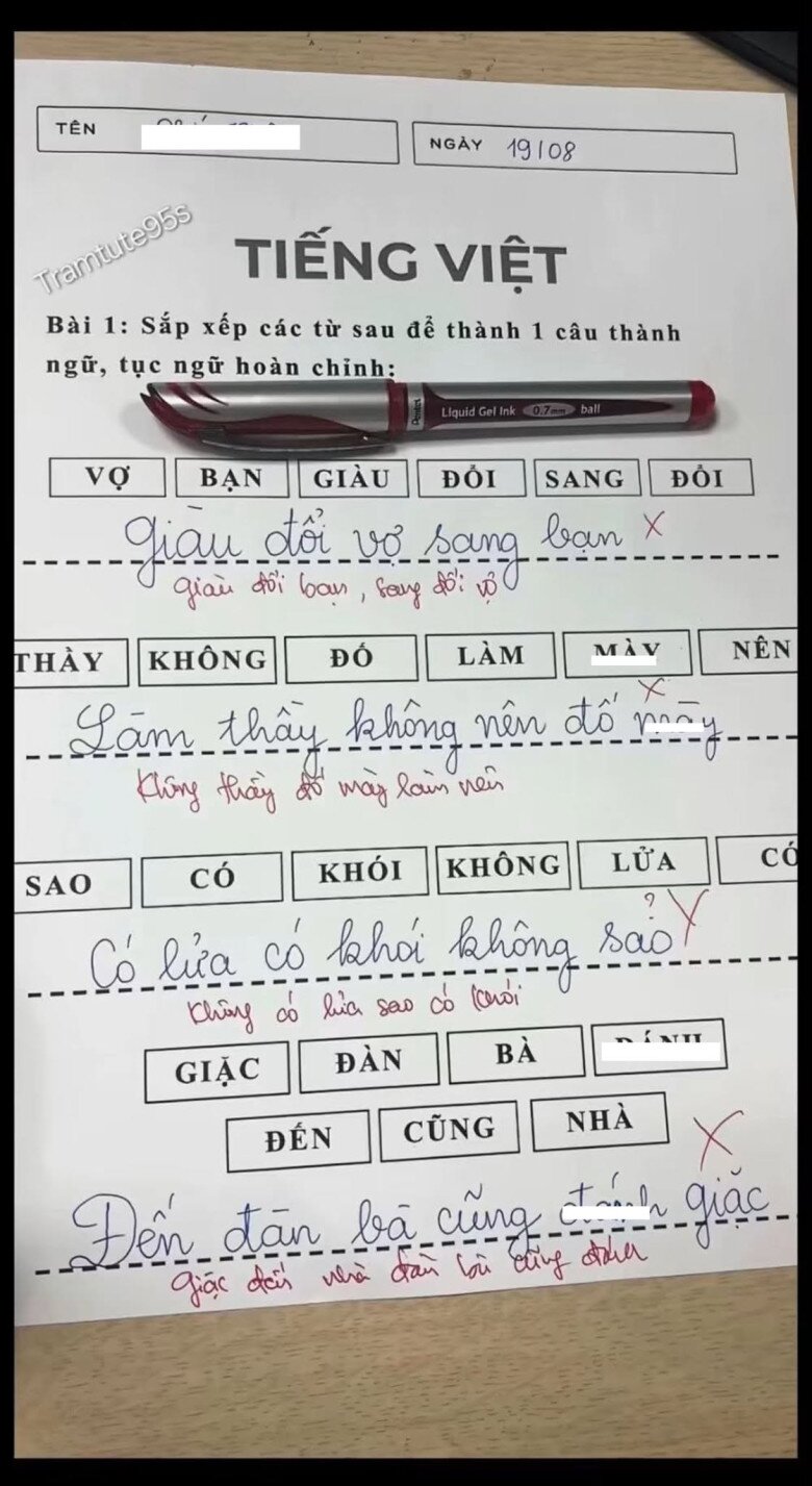 Bài tập sắp xếp của bé học sinh khiến ai xem cũng cười xỉu.