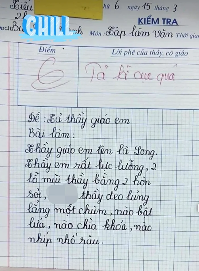 Học sinh lớp 2 viết văn tả thầy giáo bị chấm 6 điểm, nội dung khiến giáo viên “đỏ mặt” nhận xét: Kỳ cục quá! - 1