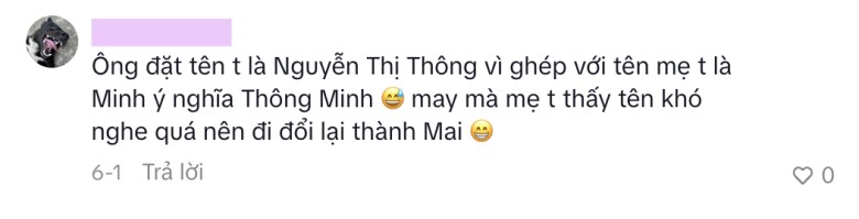 Chia sẻ của cô gái về sự ra đời tên gọi khiến ai đọc cũng thích thú.