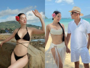 Thời trang - Người đẹp miền Tây "được hỏi cưới bằng 88 lượng vàng" khoe dáng nóng bỏng với bikini, ông xã si mê sánh bước không rời